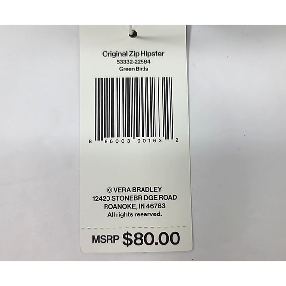 Vera Bradley Original Zip Hipster Green Birds Crossbody Bag (Bluebirds on Green) - Picture 12 of 12